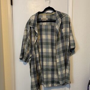 Tommy Bahama Green & Cream Plaid Short-Sleeve Overshirt